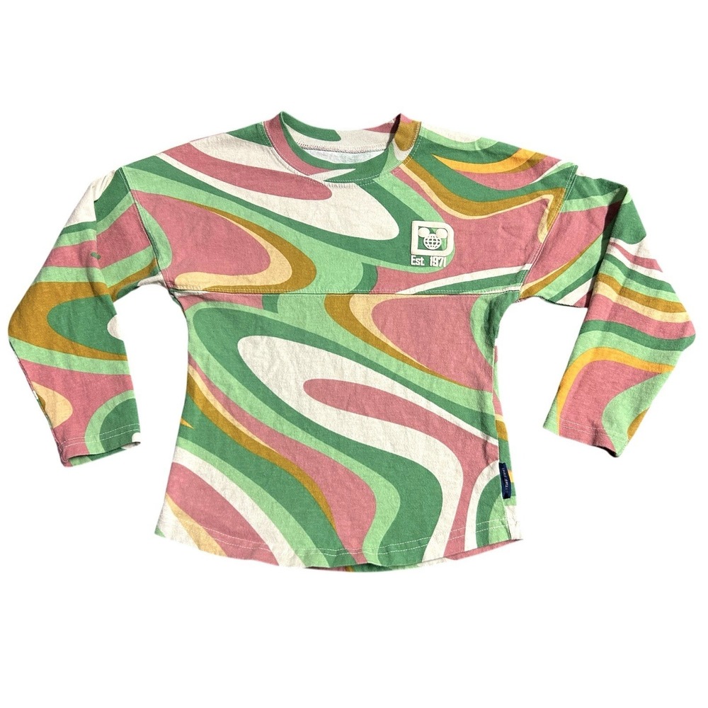 Walt Disney World Parks Spirit Jersey Kids XS 4 Long‎ Sleeve Psychedelic Swirl